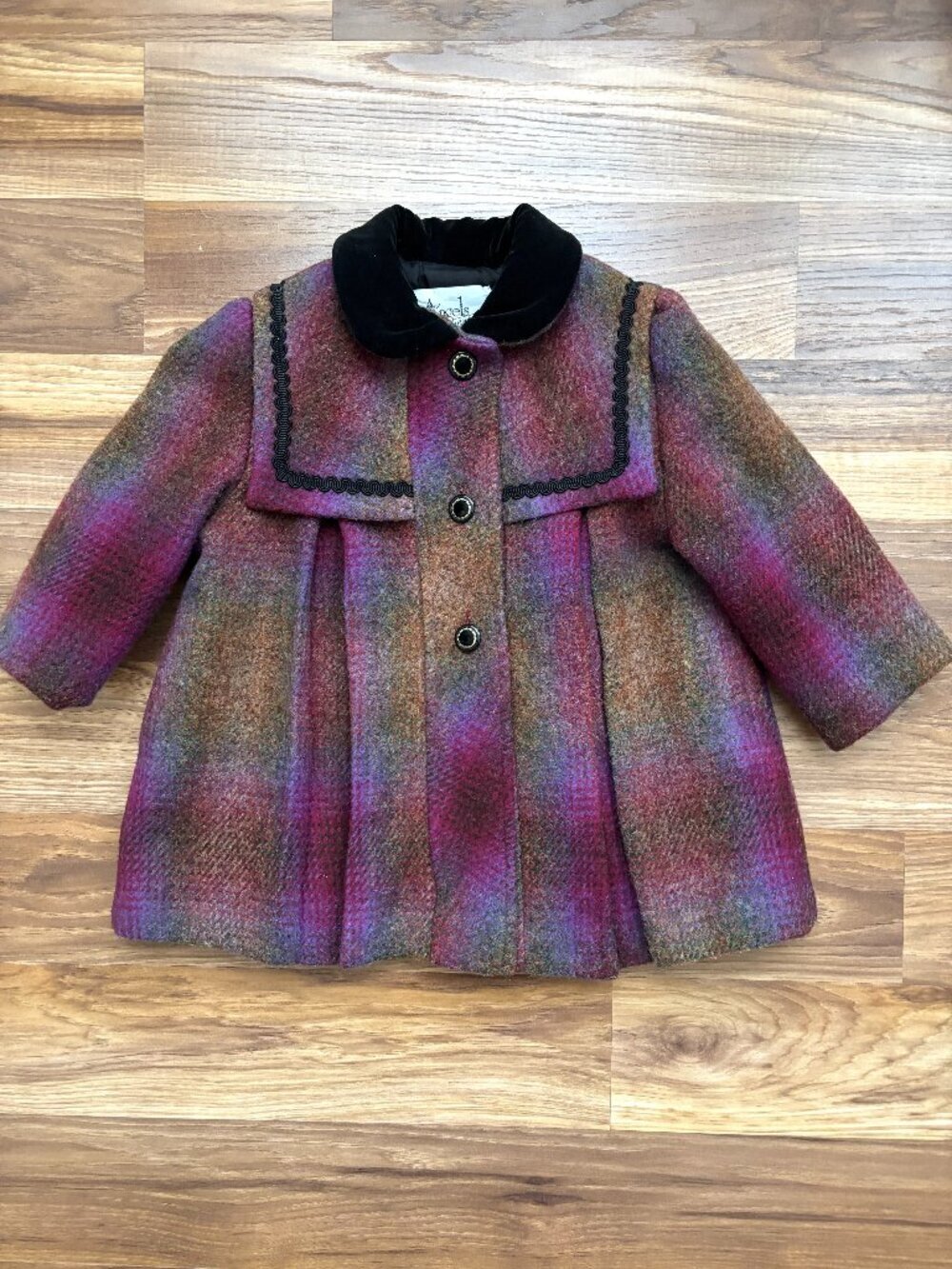 Vintage Girls 2T 100% Wool Plaid Angels Garment Co. Jacket